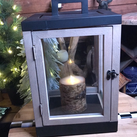 Pottery Barn Candle Luminary Levi Mango Wood Hinged Door Lantern - Size Small - Picture 12 of 16